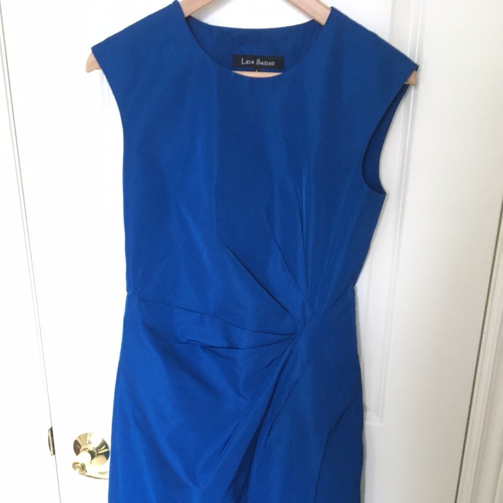 Cobalt blue silk blend dress by Lida Baday, size 4